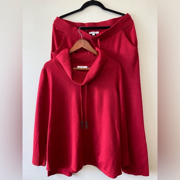 Chico's Red Lounge Set- Sweater & Pants( Size 2R/3) - Picture 1 of 10